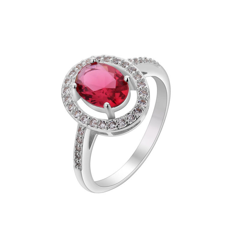 Damen Eleganter und funkelnder Ring mit rosa Stein Shop Nory