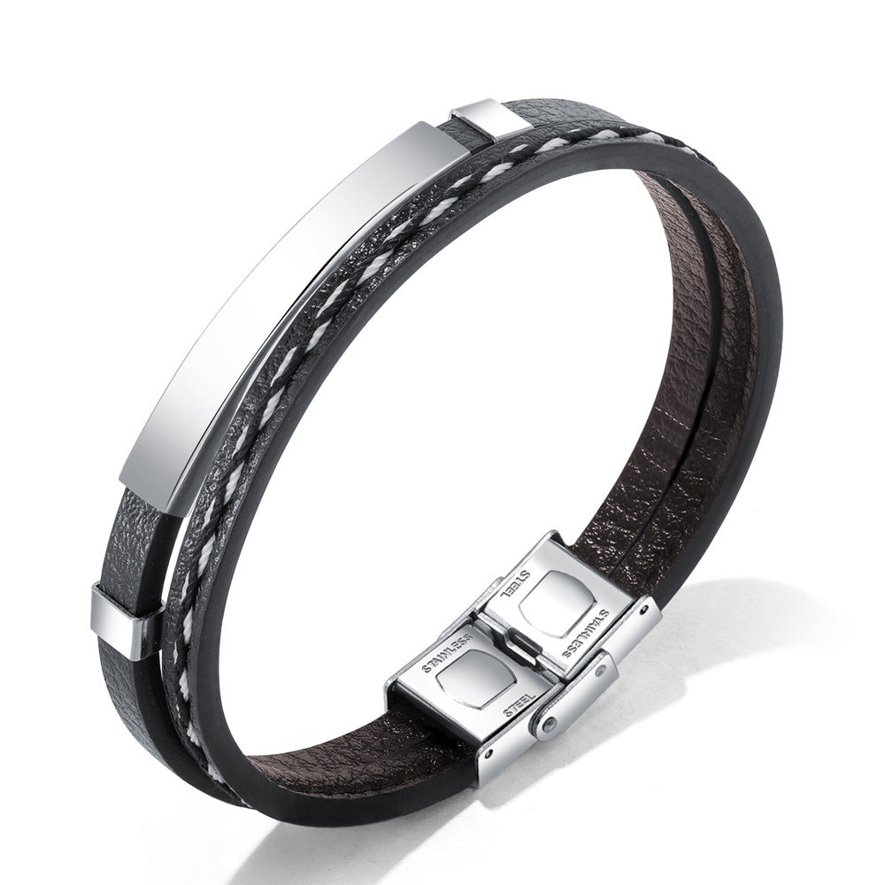 Herren Lederarmband mit stilvollem Edelstahlverschluss Shop Nory