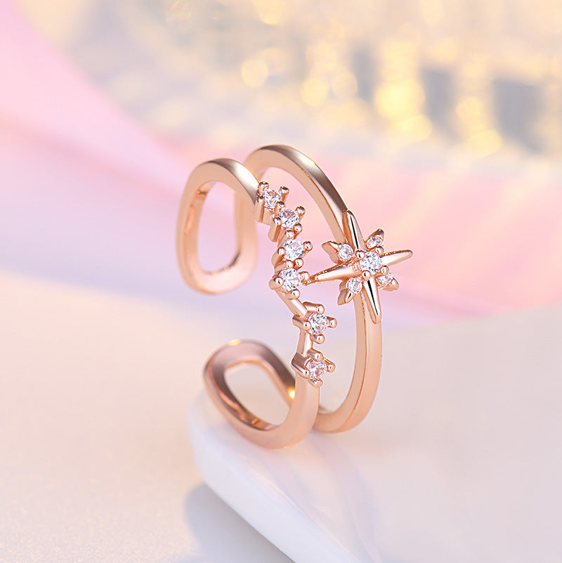 Damen Offener Ring mit funkelndem Zirkonia-Design und modernem Akzent Shop Nory