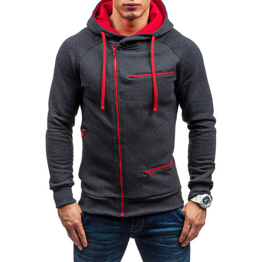 Herren Kapuzenjacke mit modernem Reißverschluss und kontrastiven Details