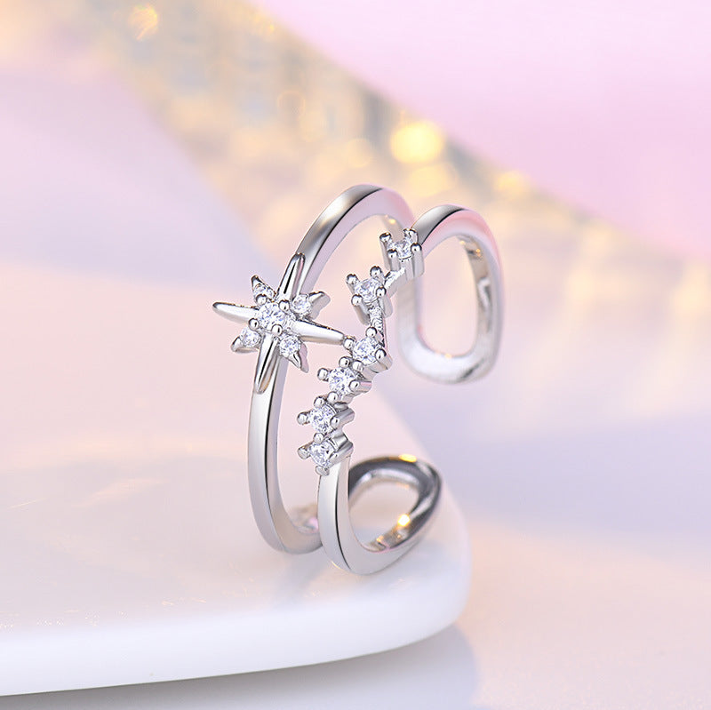 Damen Offener Ring mit funkelndem Zirkonia-Design und modernem Akzent Shop Nory