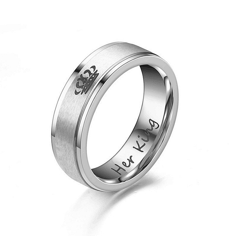 Herren Ring mit stilvollem Krone-Motiv und graviertem Schriftzug Shop Nory