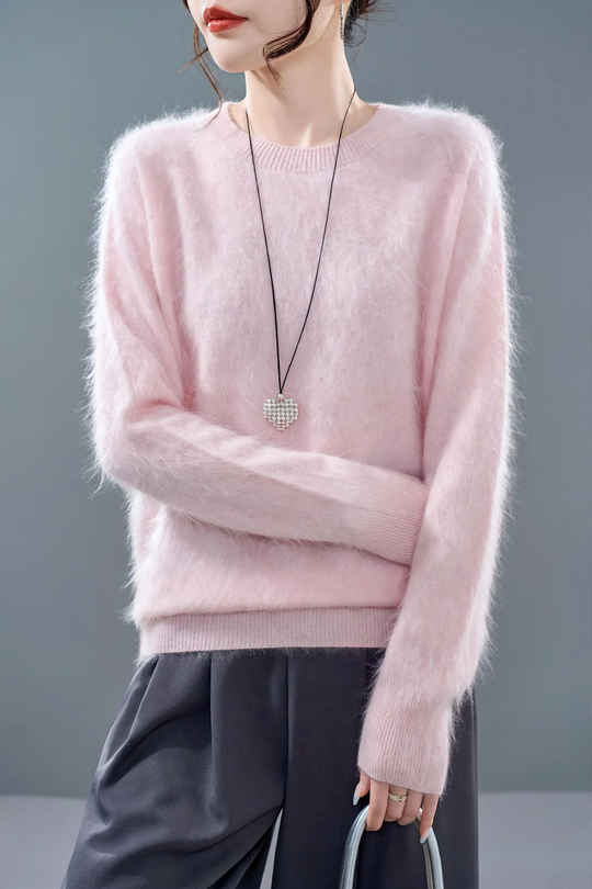 Damen-Kaschmirpullover, aufgeraut