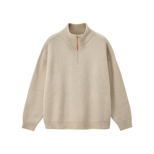 Herren-Strickpullover mit halbem Reißverschluss