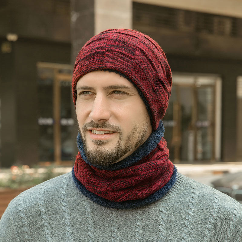 Winter-Strickmütze und Schal Set, gefüttert, 9507