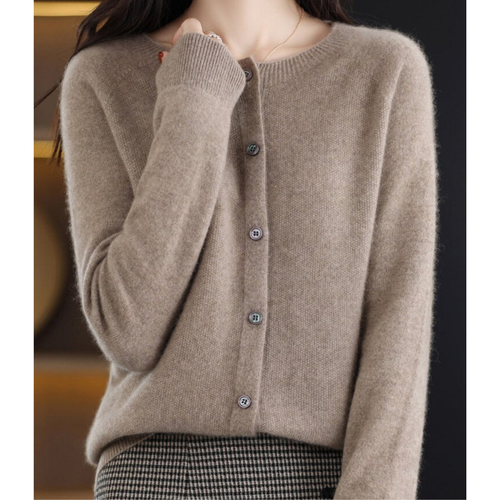 ShopNory |Damen O-Ausschnitt Strickjacke Pullover