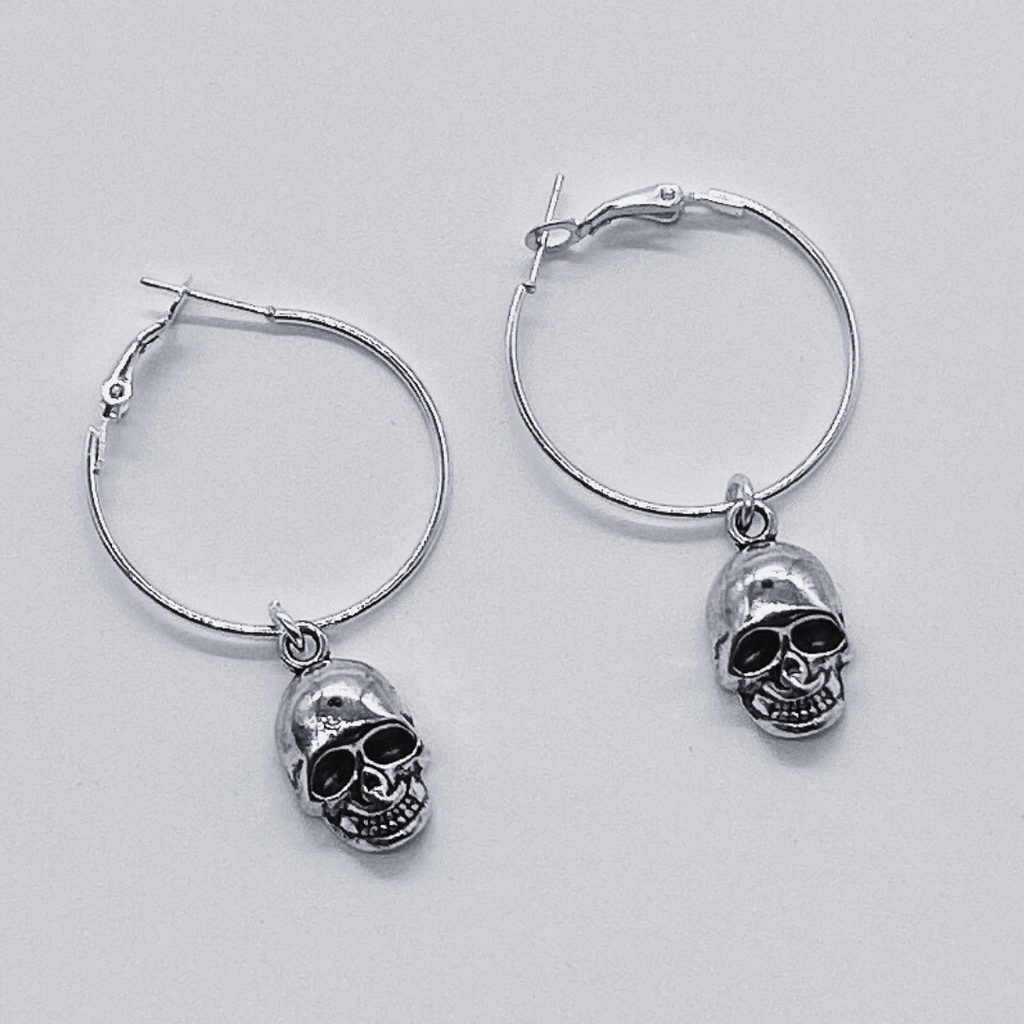 Silver Hoop Earrings With Charm | Shop Nory