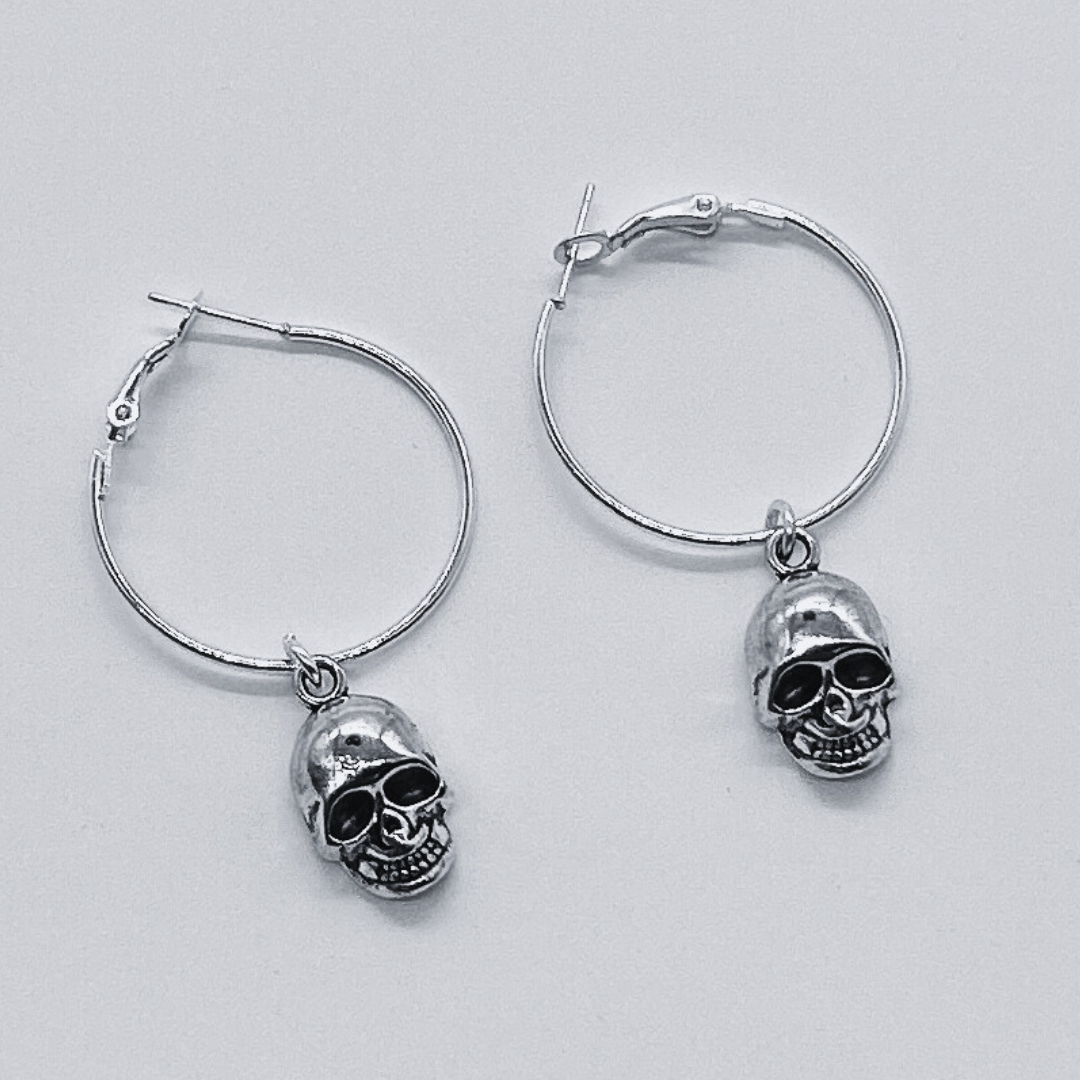 Silver Hoop Earrings With Charm | Shop Nory