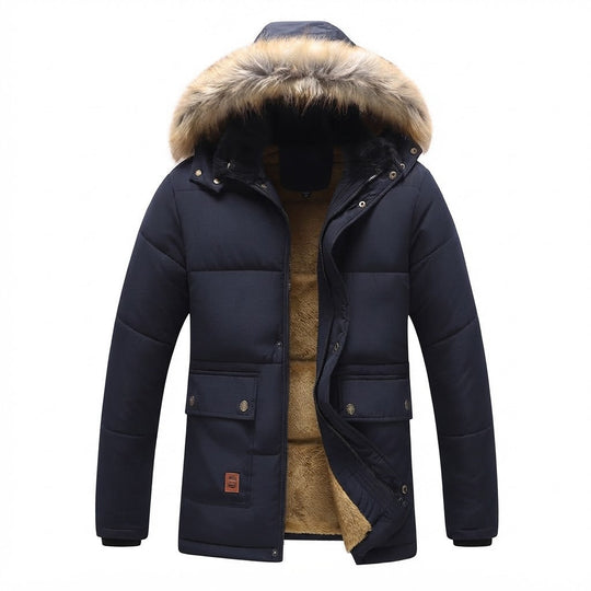 Herren isolierte Winter-Parka mit dickem Teddy-Futter, abnehmbarem Kunstfellkragen und multifunktionalen Taschen Shop Nory