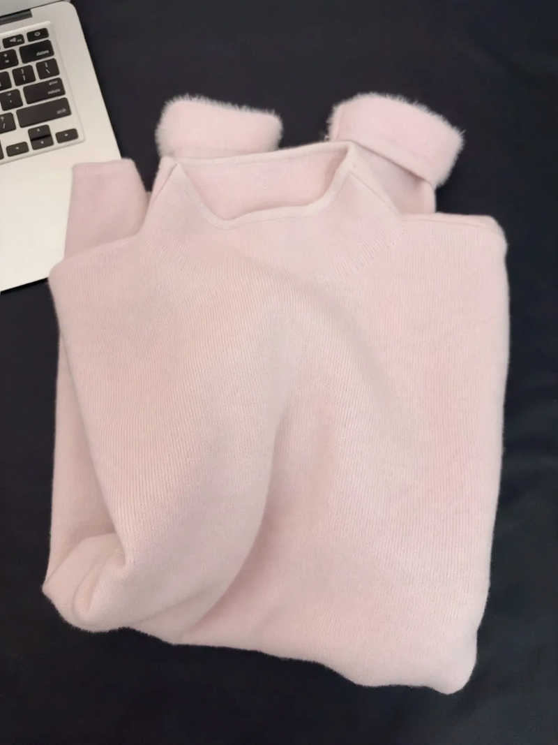 Schlichter Damen-Pullover mit Stehkragen, gefüttert