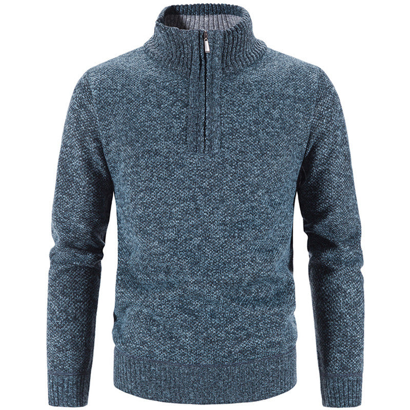 Herren-Strickpullover mit Stehkragen und Reißverschluss