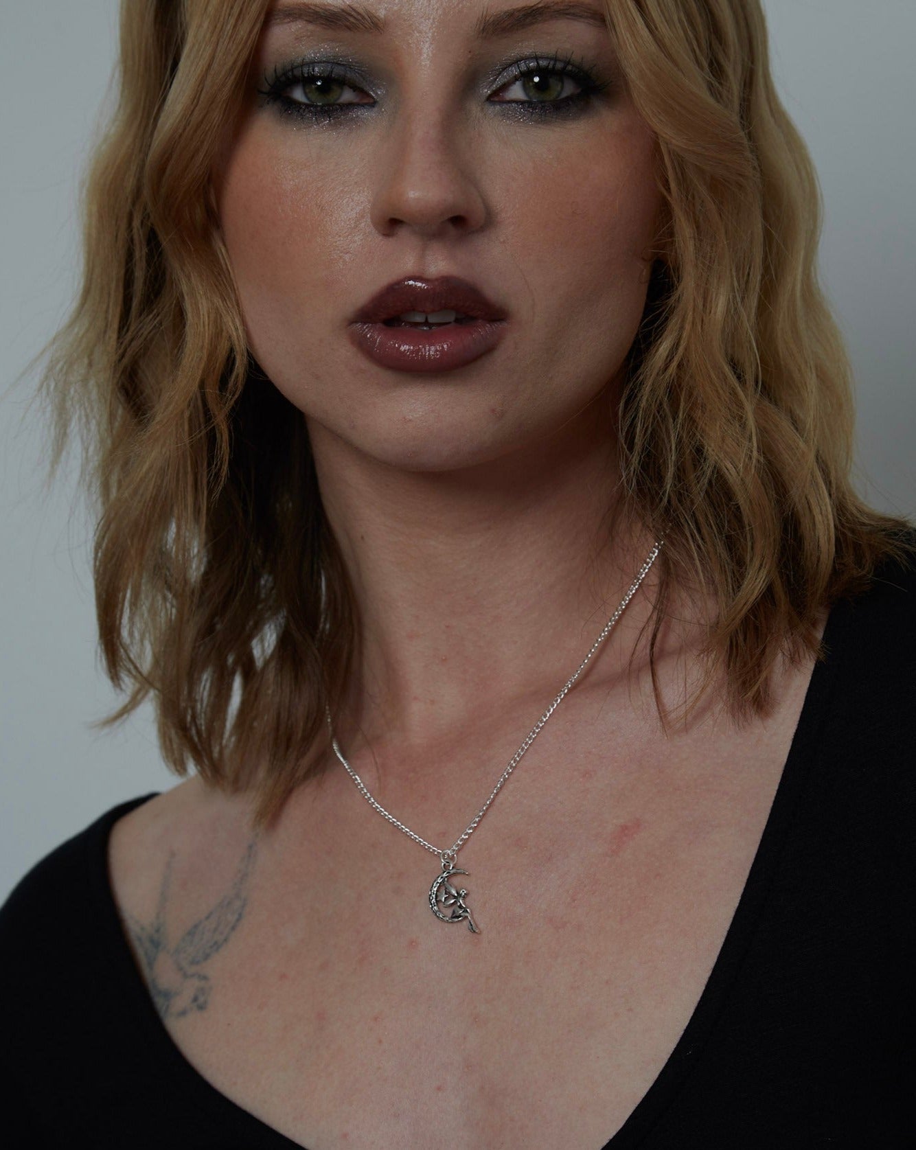 Silver Fairy Moon Star Charm Necklace | Shop Nory