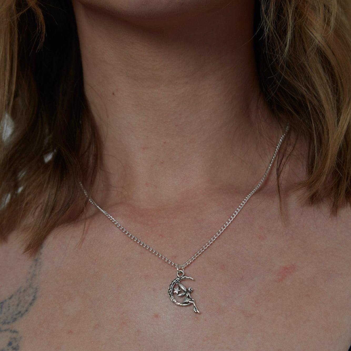 Silber Fee Mond Stern Anhänger Halskette | Shop Nory