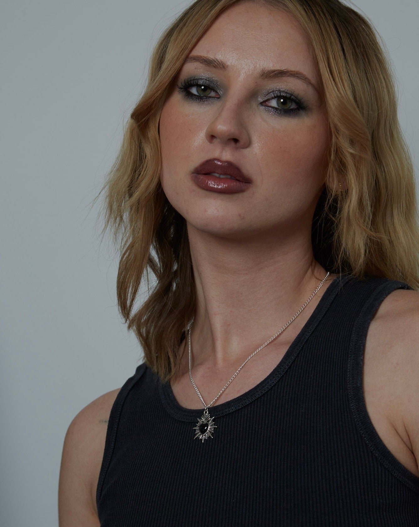 Silver Sacred Flaming Black Heart Charm Necklace | Shop Nory
