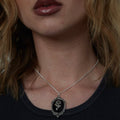 Silber Gothic Schwarze Rose Rahmen Charm Halskette | Shop Nory