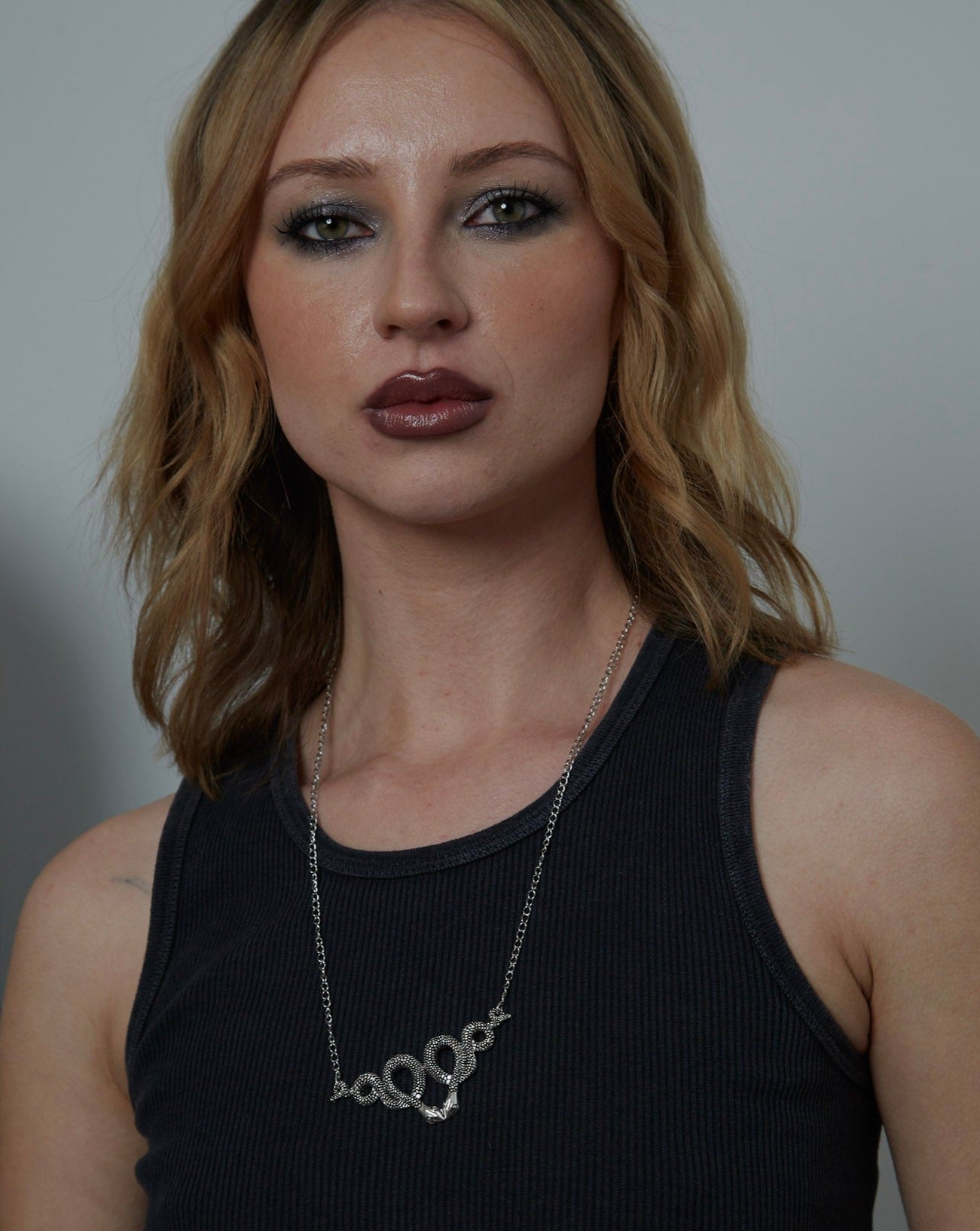 Silver Gothic Double Snake Charm Necklace | Shop Nory