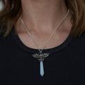 Silver Opal Dagger Skull Charm Necklace | Shop Nory