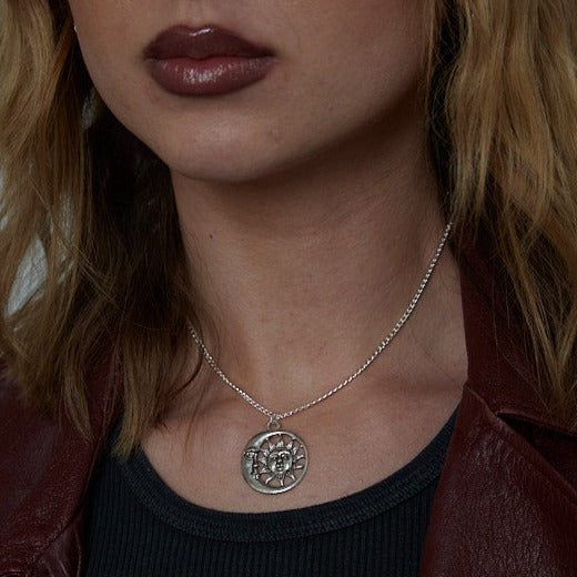 Silver Sun and Moon Charm Necklace | Shop Nory