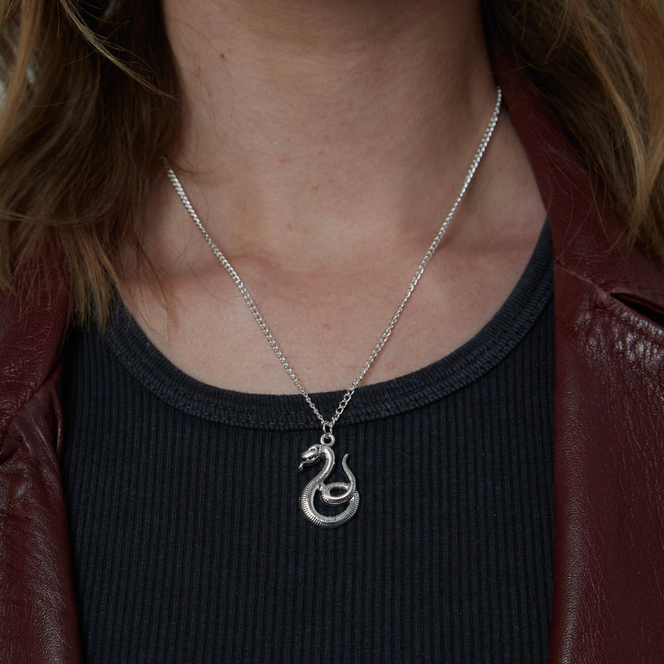 Silver Gothic Serpent Snake Charm Necklace | Shop Nory
