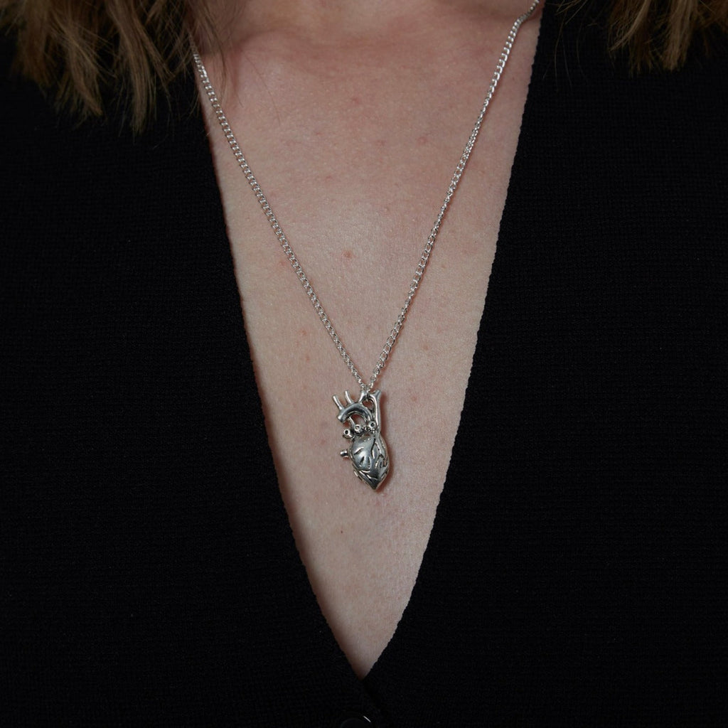 Silver Anatomical Heart Charm Necklace | Shop Nory
