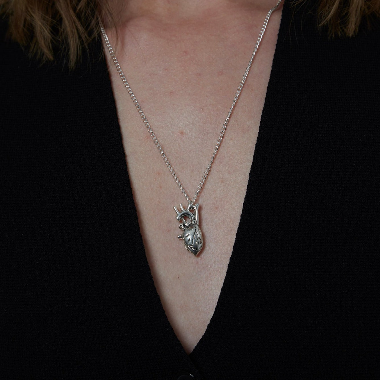 Silber Anatomisches Herz Anhänger Halskette | Shop Nory