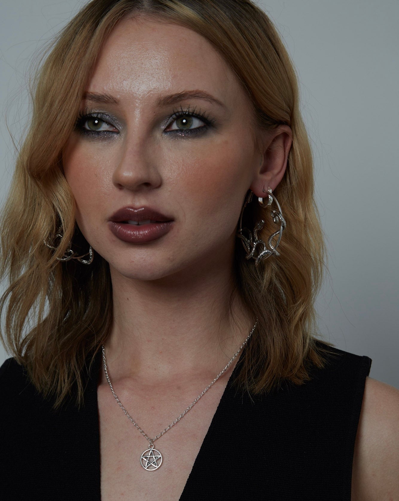 Silver Gothic Snake Hoop Earrings | Shop Nory
