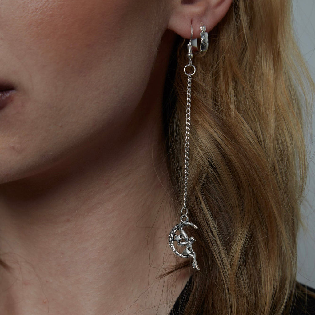 Silberne Fairytale Engel Mond Kette Charm Ohrringe | Shop Nory