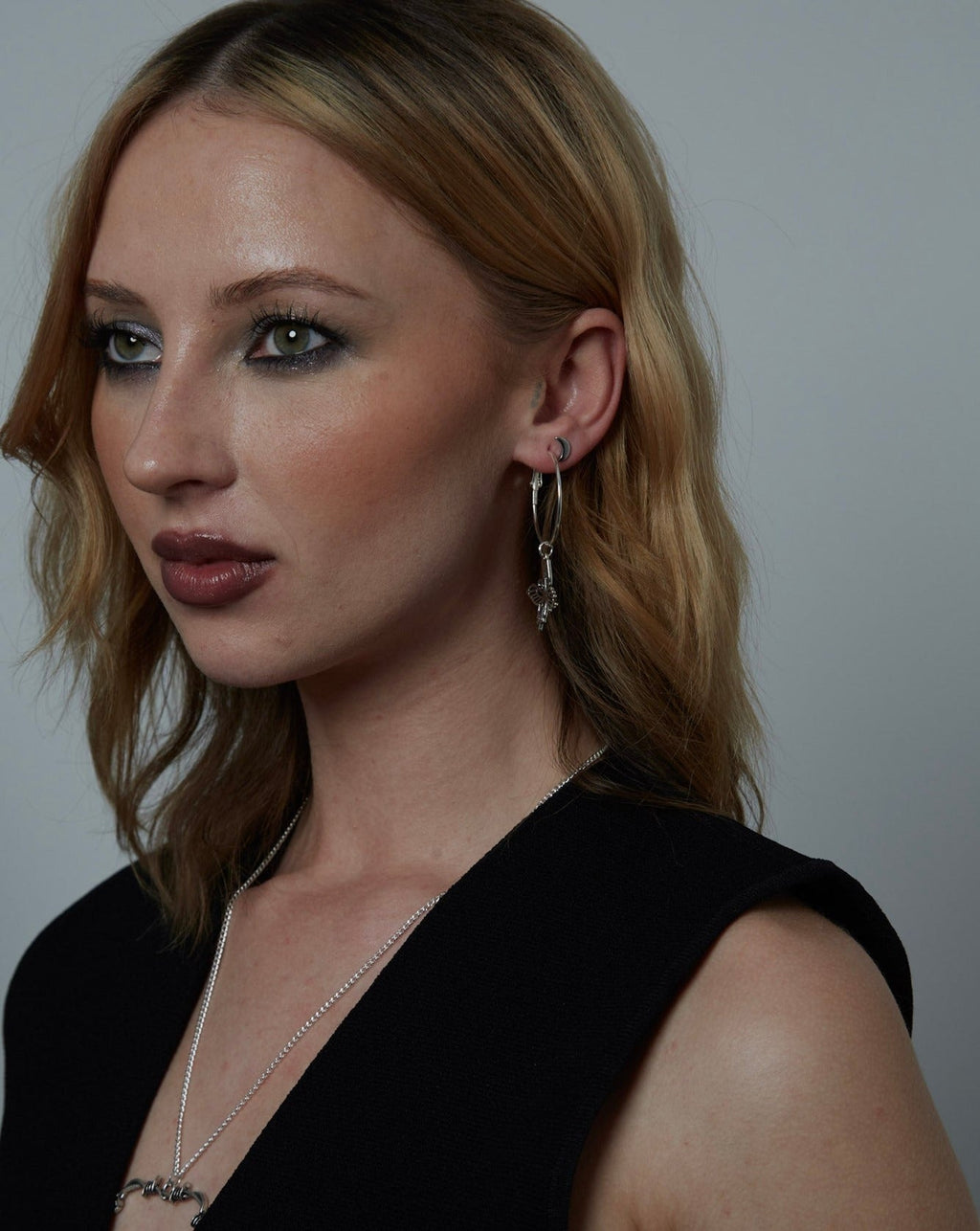 Silver Hoop Earrings With Charm | Shop Nory