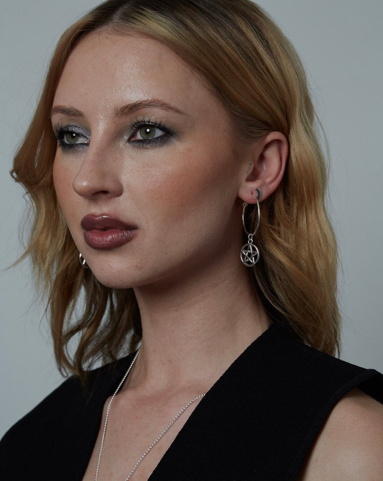 Silver Hoop Earrings With Charm | Shop Nory
