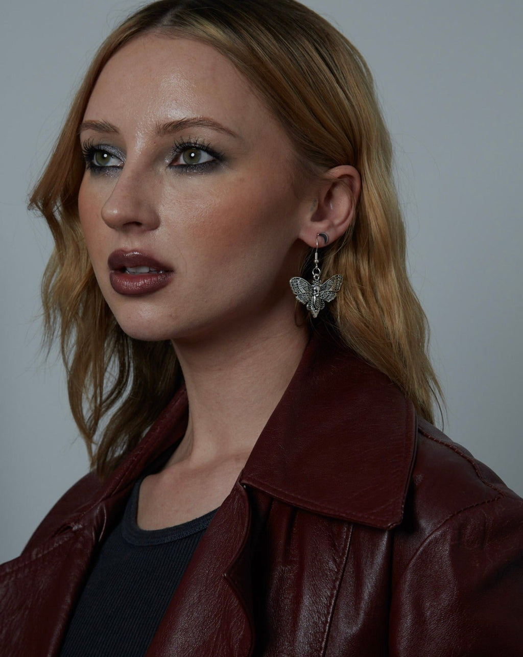 Silver Gothic Moth Charm Earrings | Shop Nory