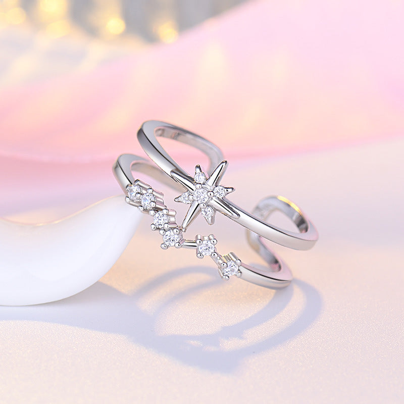 Damen Offener Ring mit funkelndem Zirkonia-Design und modernem Akzent Shop Nory