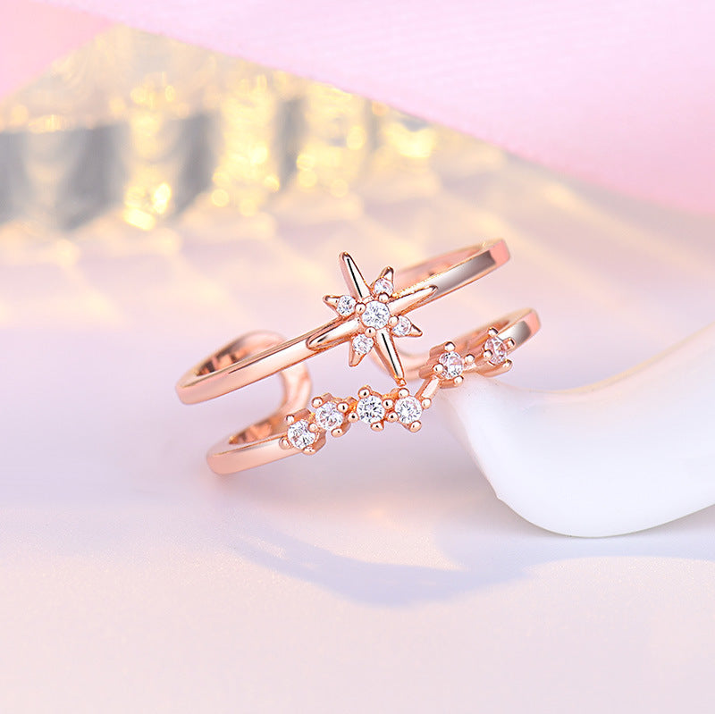 Damen Offener Ring mit funkelndem Zirkonia-Design und modernem Akzent Shop Nory