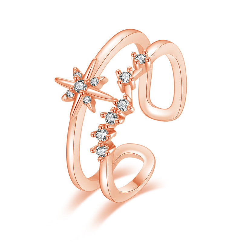 Damen Offener Ring mit funkelndem Zirkonia-Design und modernem Akzent Shop Nory