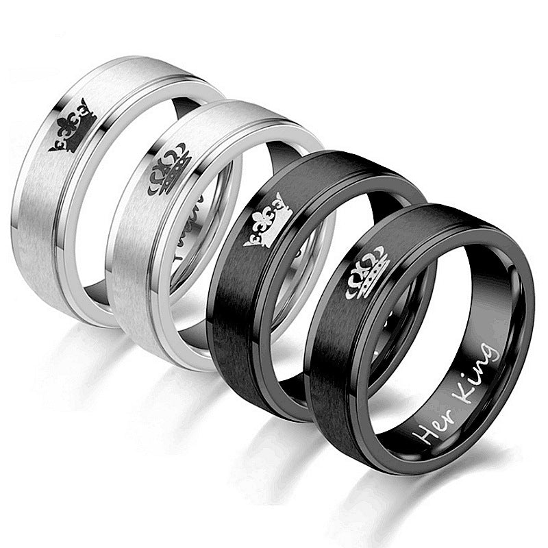 Herren Ring mit stilvollem Krone-Motiv und graviertem Schriftzug Shop Nory