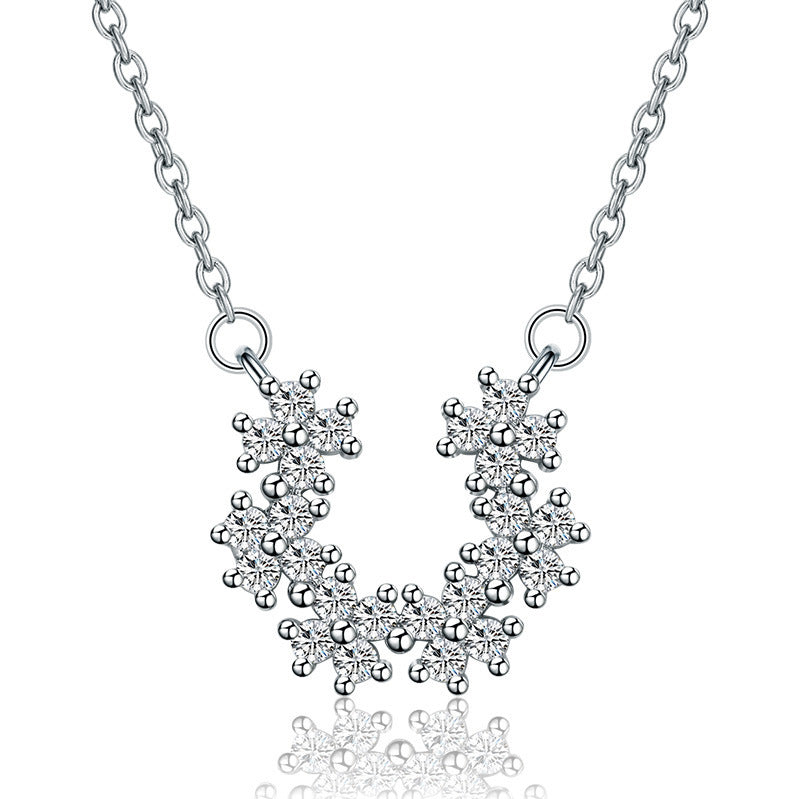 Damen Halskette mit funkelndem Schneeflocken-Design und hochwertigem Zirkonia-Besatz Shop Nory