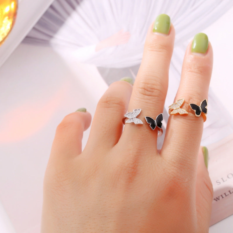 Damen eleganter Schmetterlingsring mit Diamantakzenten Shop Nory