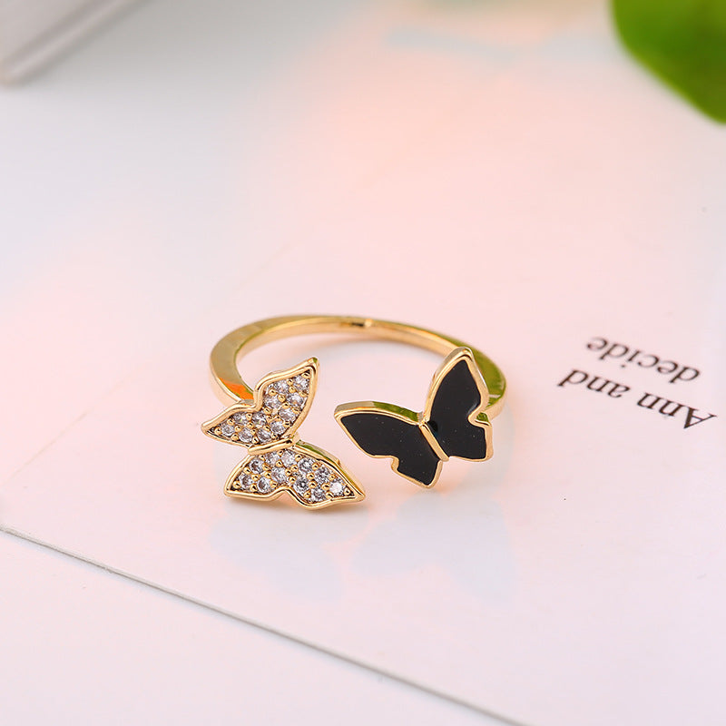 Damen eleganter Schmetterlingsring mit Diamantakzenten Shop Nory