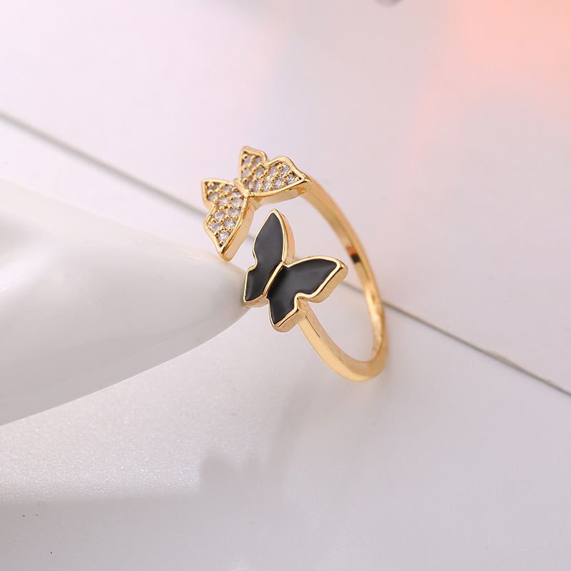 Damen eleganter Schmetterlingsring mit Diamantakzenten Shop Nory