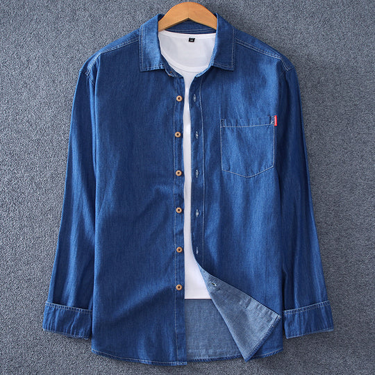 Herren Leichtes Denim-Hemd mit Brusttasche und klassischem Hemdkragen Shop Nory
