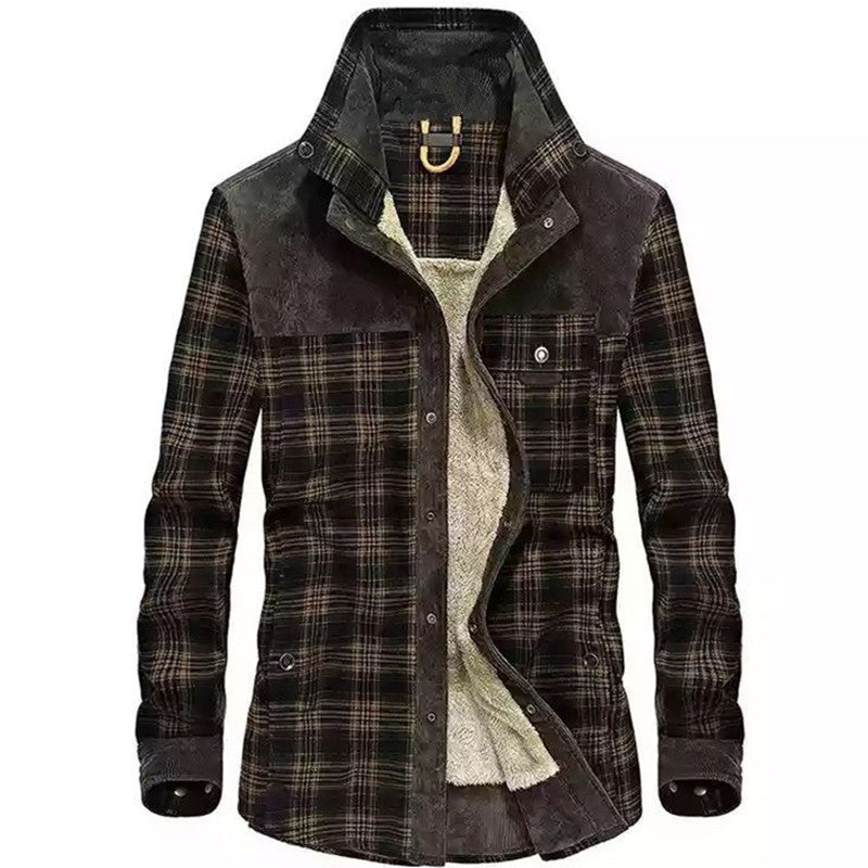 Herren Karo-Hemdjacke mit Teddyfutter und Wildlederimitat-Besatz Shop Nory