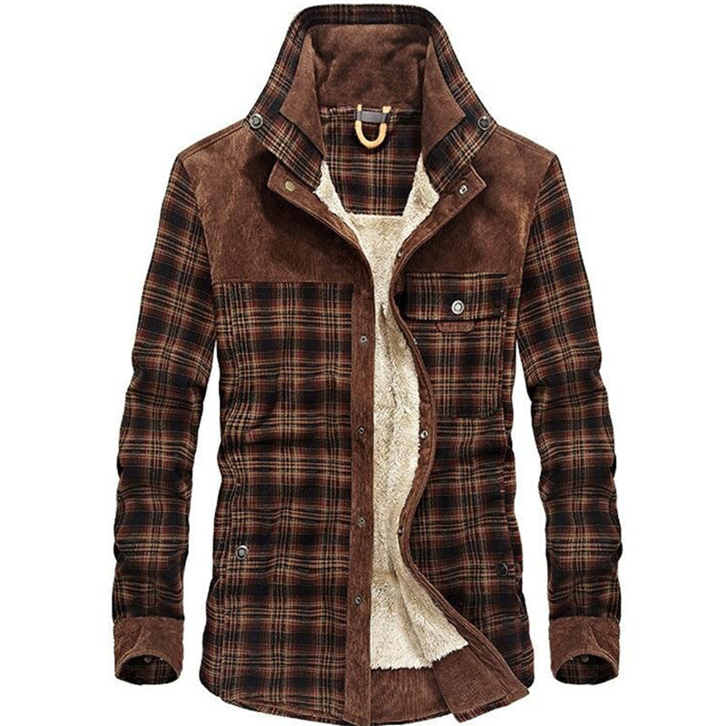 Herren Karo-Hemdjacke mit Teddyfutter und Wildlederimitat-Besatz Shop Nory