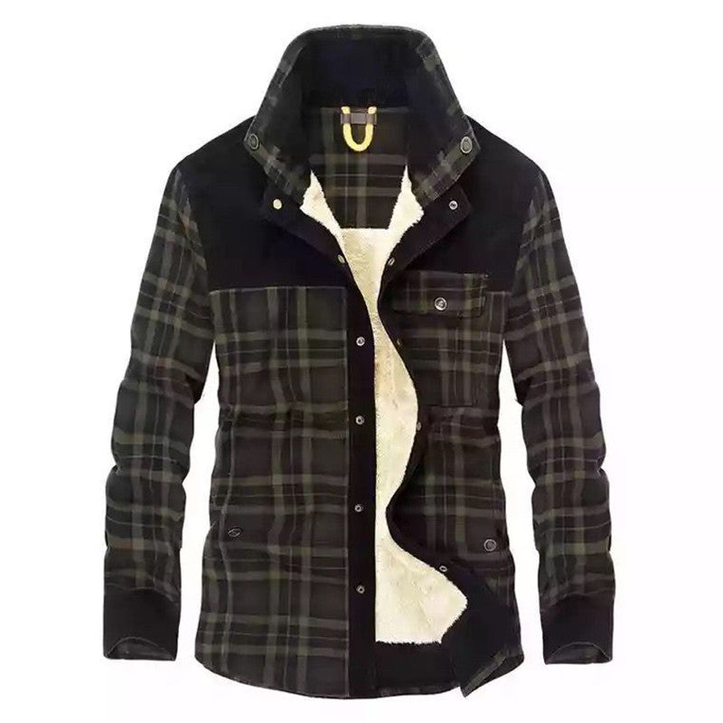 Herren Karo-Hemdjacke mit Teddyfutter und Wildlederimitat-Besatz Shop Nory