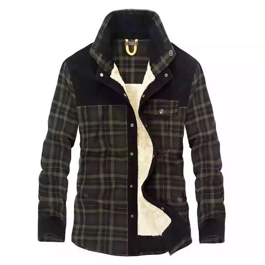 Herren Karo-Hemdjacke mit Teddyfutter und Wildlederimitat-Besatz Shop Nory