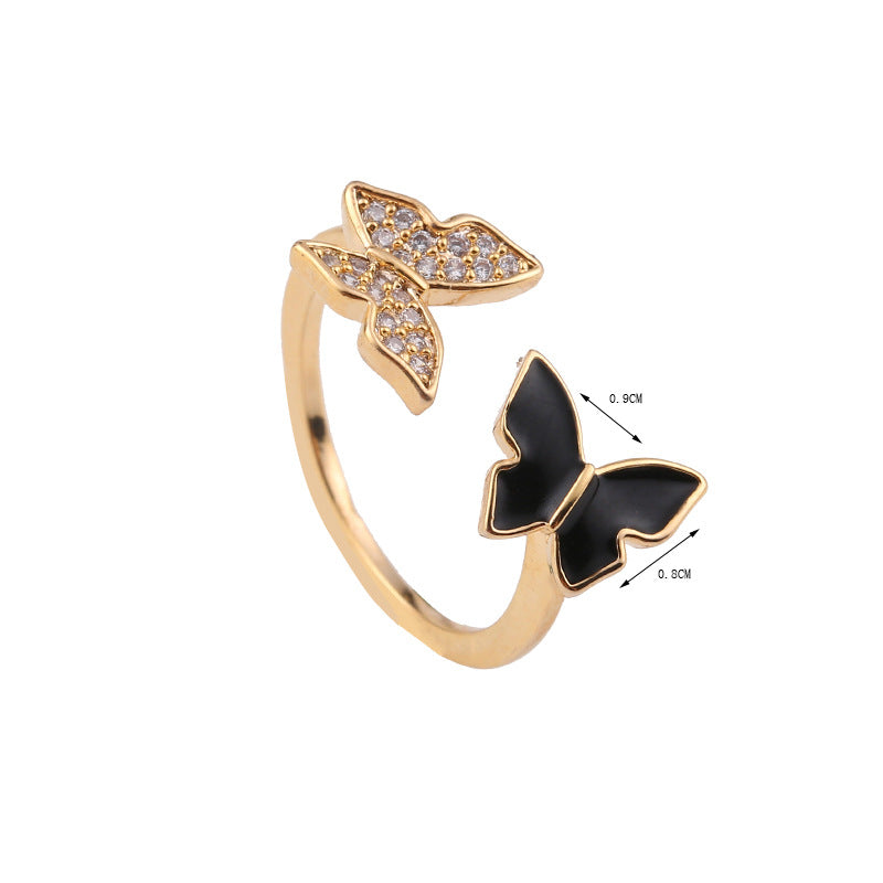 Damen eleganter Schmetterlingsring mit Diamantakzenten Shop Nory