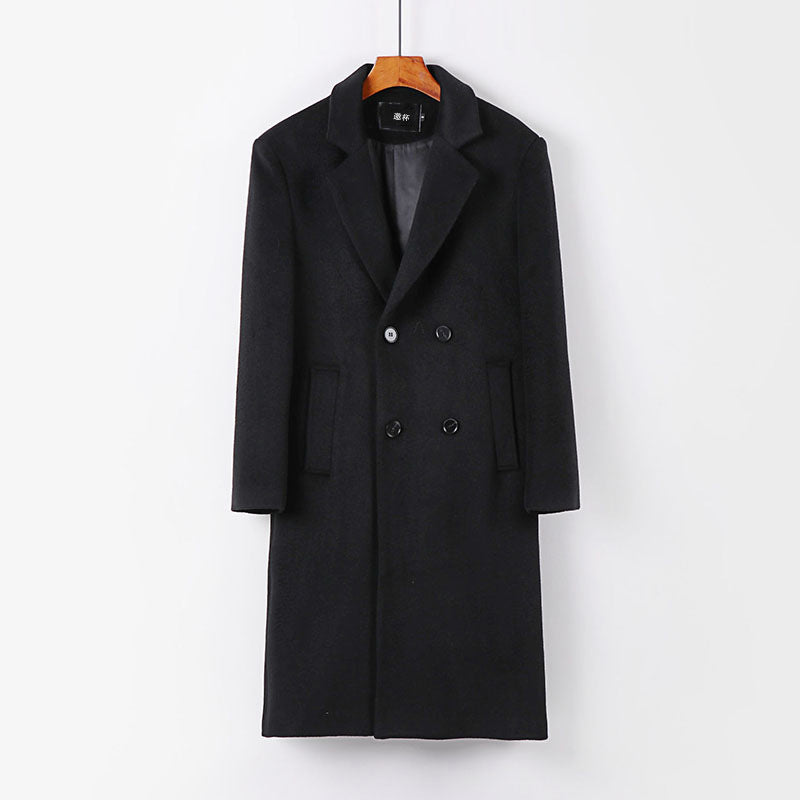 Herren Eleganter Wollmix-Longcoat mit Doppelreihe und fallendem Revers Shop Nory