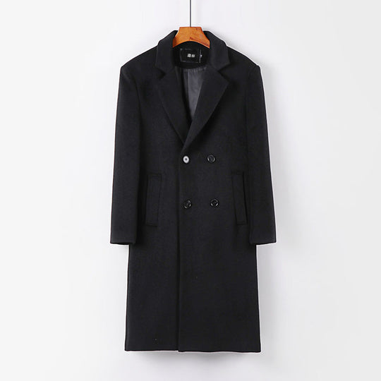 Herren Eleganter Wollmix-Longcoat mit Doppelreihe und fallendem Revers Shop Nory