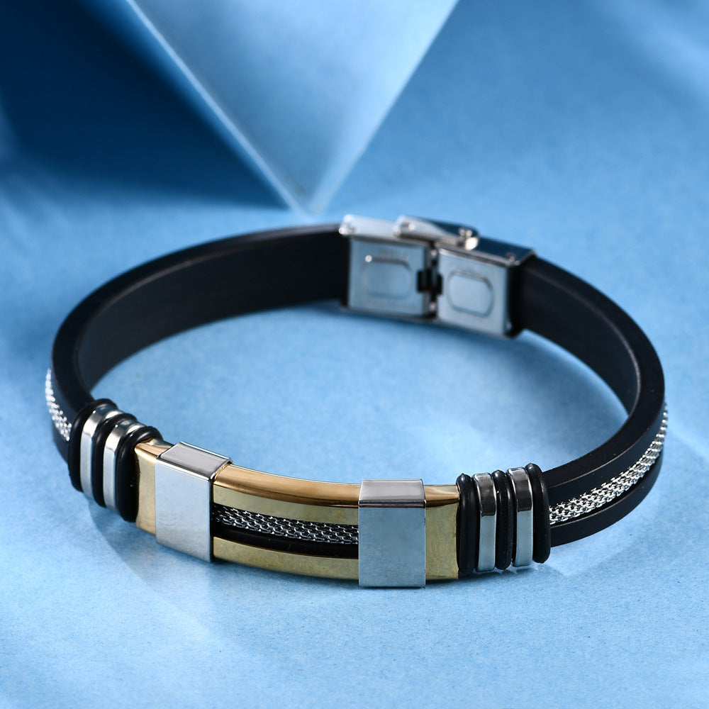 Herren Armband aus hochwertigem Schwarzstahl mit eleganten Akzenten Shop Nory