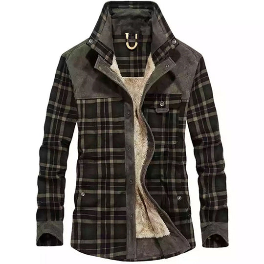 Herren Karo-Hemdjacke mit Teddyfutter und Wildlederimitat-Besatz Shop Nory