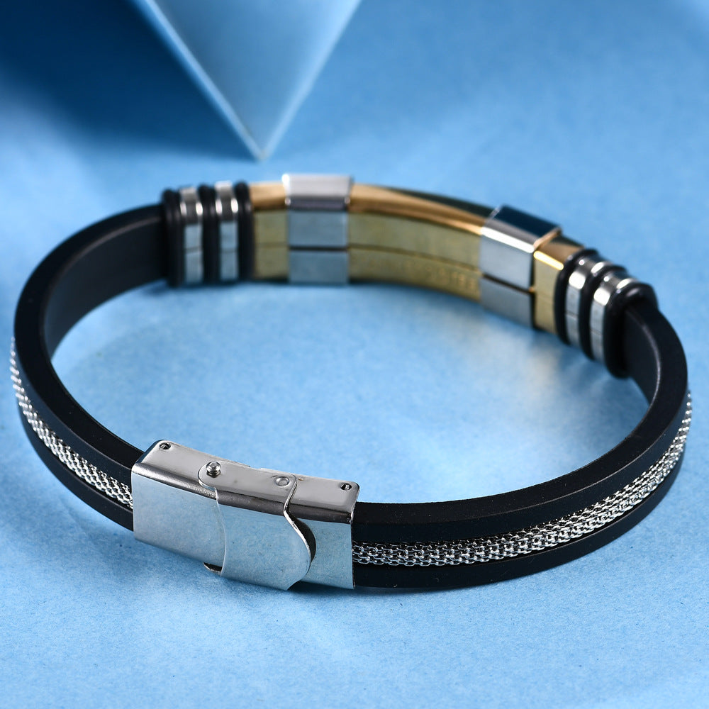 Herren Armband aus hochwertigem Schwarzstahl mit eleganten Akzenten Shop Nory