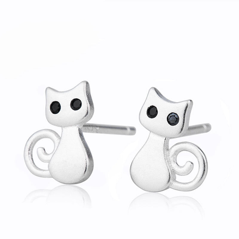 Damen Ohrringe mit verspieltem Katzenmotiv und funkelnden Zirkonia Shop Nory